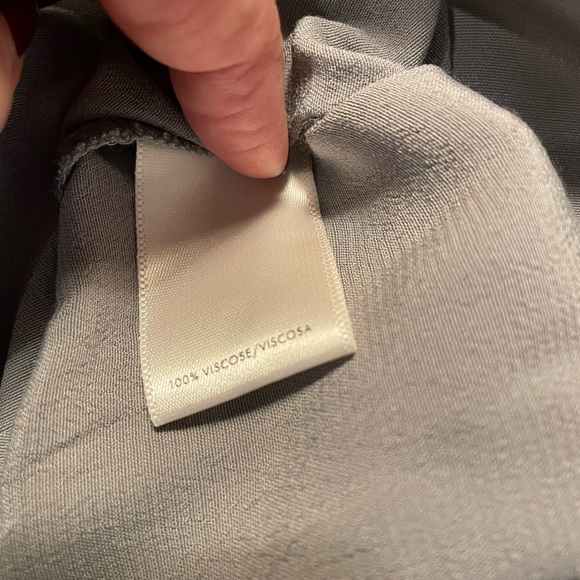 Loft Gray blouse with ruffle at neck and wrists L - Picture 5 of 6